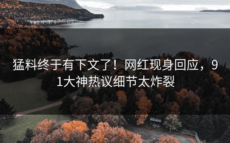 猛料终于有下文了！网红现身回应，91大神热议细节太炸裂