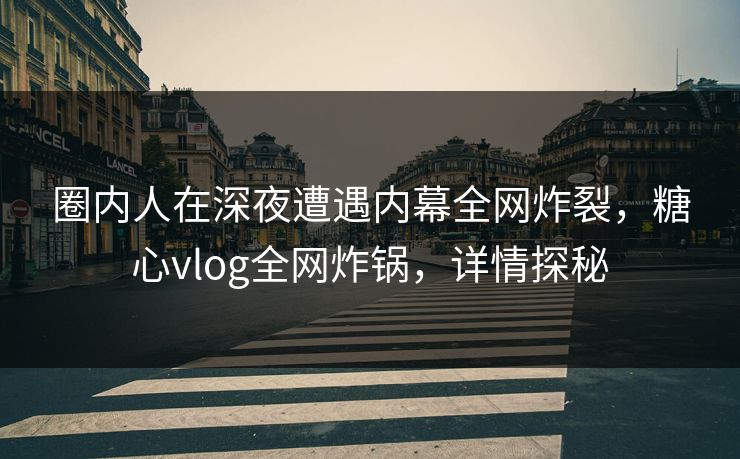 圈内人在深夜遭遇内幕全网炸裂，糖心vlog全网炸锅，详情探秘