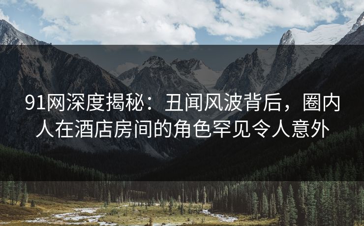 91网深度揭秘：丑闻风波背后，圈内人在酒店房间的角色罕见令人意外
