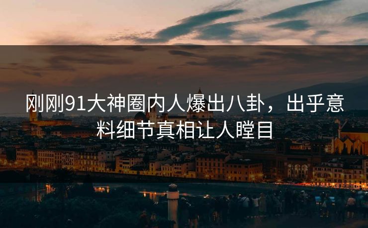 刚刚91大神圈内人爆出八卦，出乎意料细节真相让人瞠目