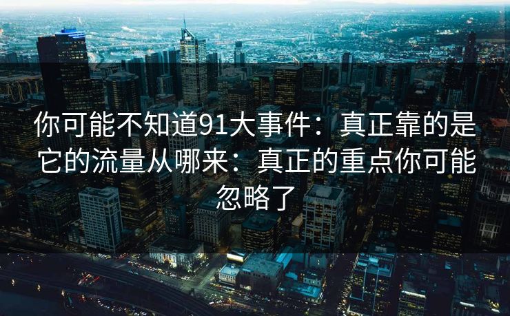 你可能不知道91大事件：真正靠的是它的流量从哪来：真正的重点你可能忽略了